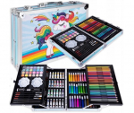 Joonistus- ja kunstikomplekt 145 tk, sinine, Renoiri &uuml;kssarvik, kohver, pliiatsid, v&auml;rvid, viltpliiatsid