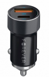 Forever autolaadija Pd Qc Cc-06, 20w, 2xusb, must + Usb-c kaabel