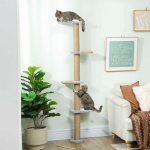 Kassipuu 5-korruseline disain 48x21x180 cm helehall sisal pehme kangas