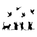 Wallity riputatav dekoratsioon Birds Playing With Cats, 79 cm