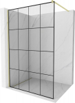 Mexen Kioto Du&scaron;iseina Walk-in 150 x 200 cm, must ruudustik 8 mm, kuldne harjatud - 800-150-101-55-77