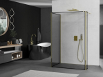 Mexen Kioto du&scaron;isein Walk-in 130 x 90 x 40 cm, must raam, kuldne - 800-130-090-221-50-70-040