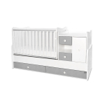 Muudetav lastevoodi Lorelli MiniMAX New, 60x120/72x190 cm, valge/kivihalli v&auml;rvi