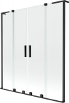 Mexen Velar L Duo vanniseinale paigaldatav du&scaron;ikabiin, 2-osaline liuguks, 160 x 150 cm, l&auml;bipaistev, must - 896-160-003-02-70