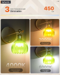 Tulip lamp seinavalgusti puldiga 2 tk komplekt Vintage roheline &mdash; magamistoa valgustus, rgb seinavalgustid, juhtmevabad lambid, dekoratiivvalgustus, lugemislambid, retro seinavalgusti, elutoa valgustus