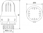 Mexen Uni-Term radiaatori termostaadipea, valge - W908-004-20, M30 x 1,5 mm