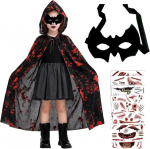 Laste Halloweeni kost&uuml;&uuml;m Vampiir Keep Mask Ajutised t&auml;toveeringud &mdash; karnevalikost&uuml;&uuml;m, peokost&uuml;&uuml;m, vampiiri aksessuaarid, poiste keep, peoriided, laste kost&uuml;&uuml;m, halloween kost&uuml;&uuml;m