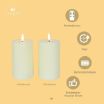 2 LED-vahak&uuml;&uuml;nla komplekt puldi ja taimeriga, beežid 12,5 cm &mdash; vaha led k&uuml;&uuml;nlad, elutoa sisustus, meeleoluvalgustus, patareiga k&uuml;&uuml;nlad, ohutud k&uuml;&uuml;nlad, kodukaunistused, taimeriga k&uuml;&uuml;nlad