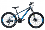 Maastikuratas 24", 9&ndash;12 aastat, shimano, kerge raam 11", 130&ndash;155 cm, 21 k&auml;iku ,alumiinium, vedrustus, sinine/hall, Davi Montaro