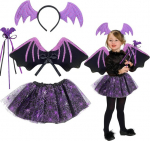Nahkhiire kost&uuml;&uuml;m 4-osaline komplekt t&uuml;drukule Halloween 3-8 aastat &mdash; karnevalikost&uuml;&uuml;m, laste karnevalikost&uuml;&uuml;m, t&uuml;llseelik tutu, halloween aksessuaarid, laste tiivad, teatrikost&uuml;&uuml;m, m&auml;nguriided