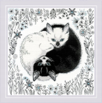 Riolis 2150 Yin ja Yang kassipojad, ristpistes komplekt 30x30