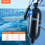 VEVOR t&auml;ispuhutavad paadifenderid, 16,5 x 58,4 cm, mustad, 4 tk