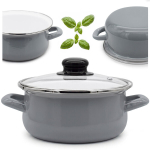 Emailpott 1,2l hall, 16cm, kaanega