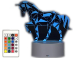 Led 3d &ouml;&ouml;lamp Horse Unicorn 16 v&auml;rvi + kaugjuhtimispult