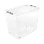 Ratastel kaanega kast clipbox Leo 59x38x47cm 74L l&auml;bipaistev