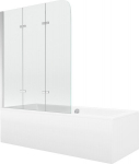Mexen Cube ristk&uuml;likukujuline vann m&otilde;&otilde;tmetega 180 x 80 cm, koos korpuse ja 3-lehega 120 cm seinaga, l&auml;bipaistev, must, Mexen Cube stačiakampė vonia 180 x 80 cm su apdaila ir 3-stalčių 120 cm ekranu, skaidri, juoda - 550518080X9012037000