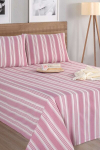 Voodipesukomplekt Soft Line, 16x0240 cm, 2-osaline, roosa/valge