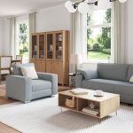 vidaXL Diivan 3 pcs Helehall 219 x 80 x 82 cm Lina-segu kangas
