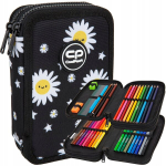 Coolpack Daisy Black kahekambriline pliiatsikott koos varustusega