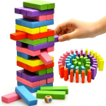 V&auml;rvilised puidust virnastamisklotsid, jenga v&auml;rvilised puidust klotsid, puidust tornim&auml;ng, v&auml;rviline jenga m&auml;ng