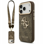 GUESS &uuml;mbris 4G suur 4G klassikaline logo suur rihm metallist nupud iPhone 17 Pro jaoks