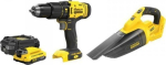 Stanley - SFMCK219D1-QW - SFM V20 elektrit&ouml;&ouml;riistade komplekt, tolmuimeja, puure/keermestamisriist SFMCK219D1