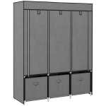Tekstiilist riidekapp, kokkupandav, 3 sahtliga, 125 &times; 43 &times; 162,5 cm, tumehall