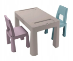 Tega Teggi Multifun 2+1 laua ja tooli komplekt, kivihall/kanarbikulilla/t&uuml;rkiissinine