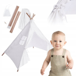 Primabobo Tipi telk lastele Suur 110x110cm Valge Teepee vigvam
