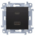 Laadija 2 usb-c/a pesaga, 3a, must, Simon 10