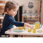 Puidust teekomplekt lastele 19 tk kandikuga