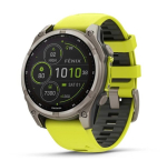 Kahjustatud pakendiga toode. Garmin fēnix&reg; 8 &ndash; 47mm Solar Sapphire titanium with an amp yellow/graphite silicone band