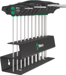 Wera T-handle komplekt 05023454001, 10 tk, Hex SAE 3/32-3/8 tolli, kruvi hoidmine