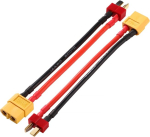 Yunique Green-Clean-Power, 2 T-Plug isane&ndash;XT60 emane adapterit, 10 cm 14AWG, Lipo akudele ja RC mudelitele
