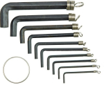 Toya HEX KEY SET 56390, 10 tk, 1.5mm-10mm, 13mm-46mm, 50mm-110mm, GRD, ilma pallipea, s&uuml;sinikteras, kuusnurkne ots