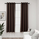 vidaXL linase v&auml;limusega pimendavad kardinad 2 tk pruunikas 140x175 cm