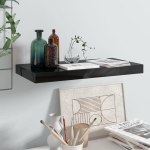 vidaXL seinariiul, k&otilde;rgl&auml;ikega, must, 50 x 23 x 3,8 cm MDF