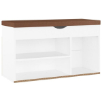 Jalatsipink padjaga, valge, 80 x 30 x 47 cm, puitlaastplaat, vidaXL
