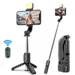 Selfipulk statiiviga, LED-valgusega ja Bluetooth-funktsiooniga LIVMAN Q11s (selfie stick)
