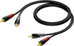 Procab kaabel 1KPCL084, 3 m, 2x RCA isane, 2x RCA isane, must, audio, spiraalne varjestus, OFC, PVC &uuml;mbris