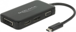 Delock USB-C adapter 63929, 0.15 m, 1x USB-C sirge pistik, 1x VGA, 1x HDMI, 1x DVI, 1x DisplayPort, must