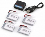 4x 3,7v 500mah Lipo akut + laadija 1-4