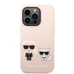 Karl Lagerfeld MagSafe Compatible Case Liquid Silicone Karl and Choupette for iPhone 14 Pro Max Pink