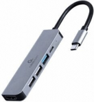 Mitmekordne adapter - Gembird - A-CM-COMBO5-03 - USB 3.2 Type-C - 3840 x 2160 pikslit - 87 W