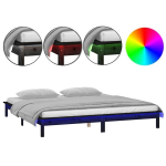 vidaXL LED-voodiraam, must, 200 x 200 cm, m&auml;nnipuit