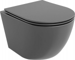 WC-pott Mexen Lena Rimless Slim Duroplast koos aeglaselt sulguva kaanega, Dark grey mat