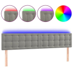 vidaXL LED-voodipeats, helehall, 180x5x78/88 cm, samet, Pilka