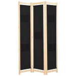 vidaXL 3 paneeliga sirm, must, 120 x 170 x 4 cm, kangas