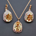 Naiste ehete komplekt &bdquo;Celestial Drop III (Golden Shadow)&ldquo; koos Swarovski kristallidega DS00S307