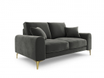Kahekohaline diivan Mazzini Sofas Madara, veluur, tumehall/kuldne v&auml;rv